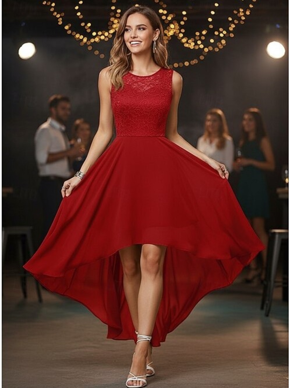 ๐๐ปRed Lace Bodice High-Low Dress. HOLIDAY READY!๐ป๐ป